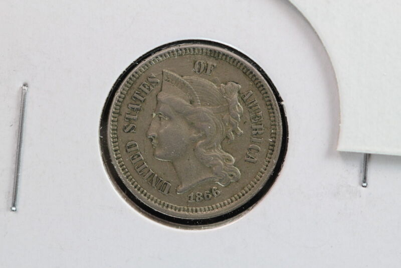 1866 Three Cent Nickel VF 21RA