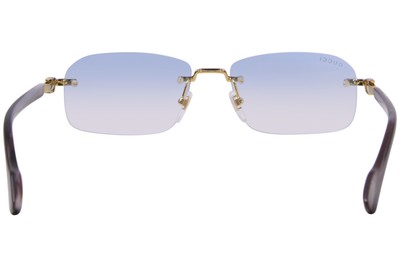 Pre-owned Gucci Gg1221s 002 Sunglasses Men's Gold/horn/blue Gradient Elite Ar Custom Lens