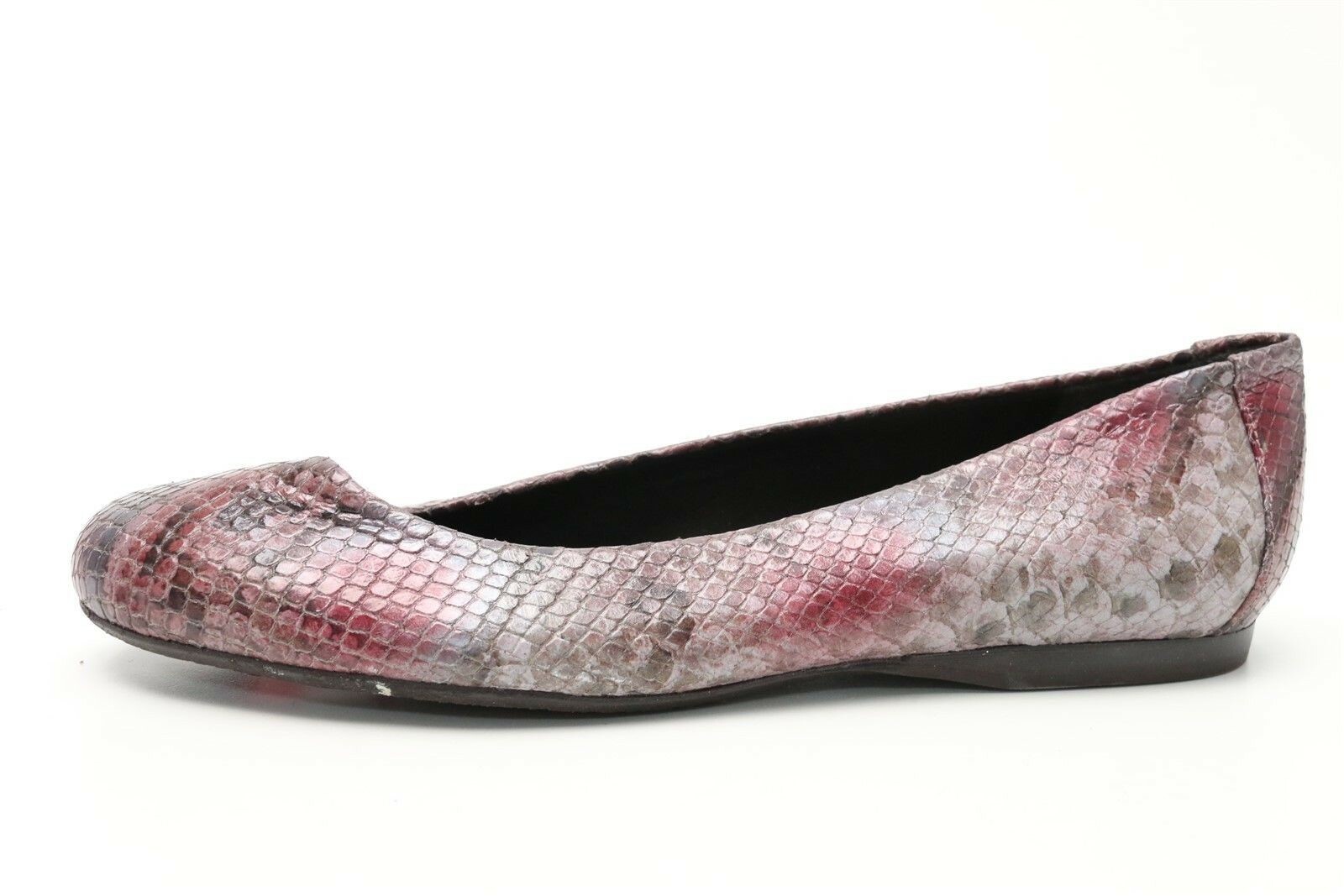 Stuart Weitzman Womens Red Brown Snake Print Leather Slip On Ballet Flats Size 7