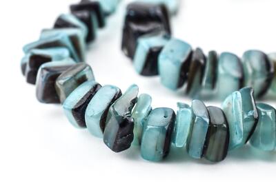 Turquoise Square Cut Natural Shell Heishi Beads 8mm Blue Chips 24 Inch Strand
