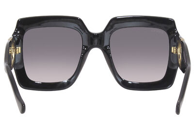 Pre-owned Gucci Gg1022s 006 Sunglasses Women's Black/gold Logo/grey Gradient Lenses 54mm In Gray
