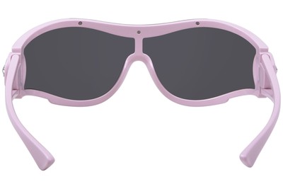 Pre-owned Versace Ve4475 548587 Sunglasses Men's Pink/dark Grey Lens Shield Style 42mm In Gray
