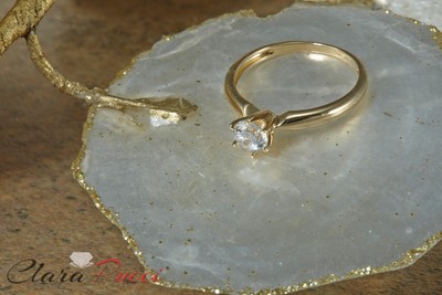 Pre-owned Pucci 0.5ct Round Cut Classic Simulated Engagement Promise Ring Solid 14k Yellow Gold In White/colorless