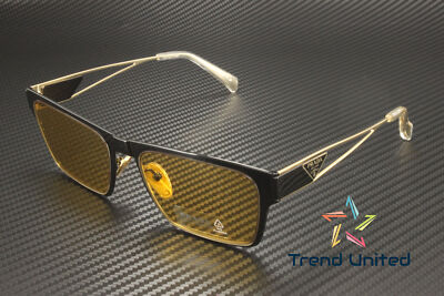 Pre-owned Prada Pr 71zs 1ab0b7 Black Yellow 56 Mm Men's Sunglasses