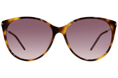 Pre-owned Gucci Gg1268s 002 Sunglasses Women's Havana/gold/red Lenses Oval Shape 58mm