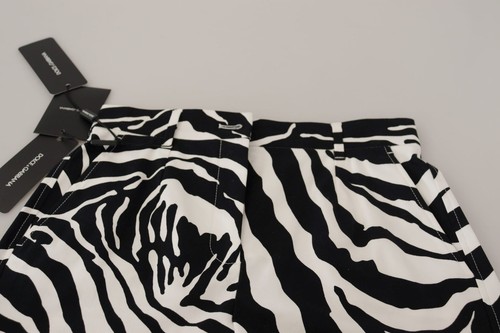 Pre-owned Dolce & Gabbana Dolce&gabbana Women Black White Hot Pants Cotton Blend Zebra Print Casual Shorts