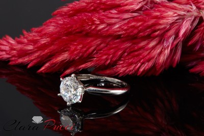 Pre-owned Pucci 3ct Round Synthetic Moissanite Engagement Wedding Promise Ring 14k White Gold In White/colorless