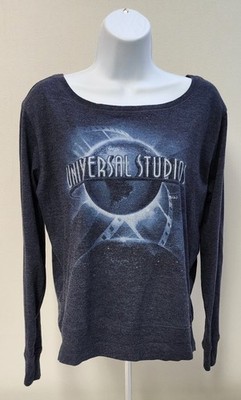 Universal Studios Globe Women's Shirt M Slouchy w/ Boat Neck Long Sleeve Tee