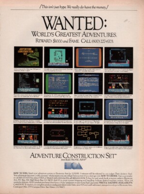 Commodore - Adventure Construction Set - Electronic Arts -Original Magazine Ad -