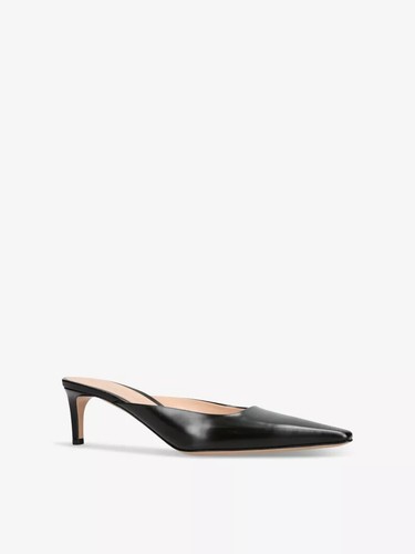 Pre-owned Gianvito Rossi Pointed-toe Leather Heeled Mules Nappa Black Eu 37 Sz 7