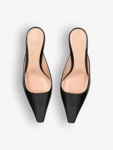 Pre-owned Gianvito Rossi Pointed-toe Leather Heeled Mules Nappa Black Eu 37 Sz 7