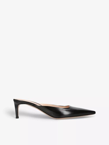 Pre-owned Gianvito Rossi Pointed-toe Leather Heeled Mules Nappa Black Eu 37 Sz 7