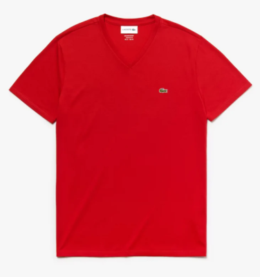Tシャツ・カットソー Lacoste Men's Crew Neck Basic Tee Red TH6709-240 Lacoste Mens Crew Neck Pima Cotton Jersey T-shirt Red TH6709