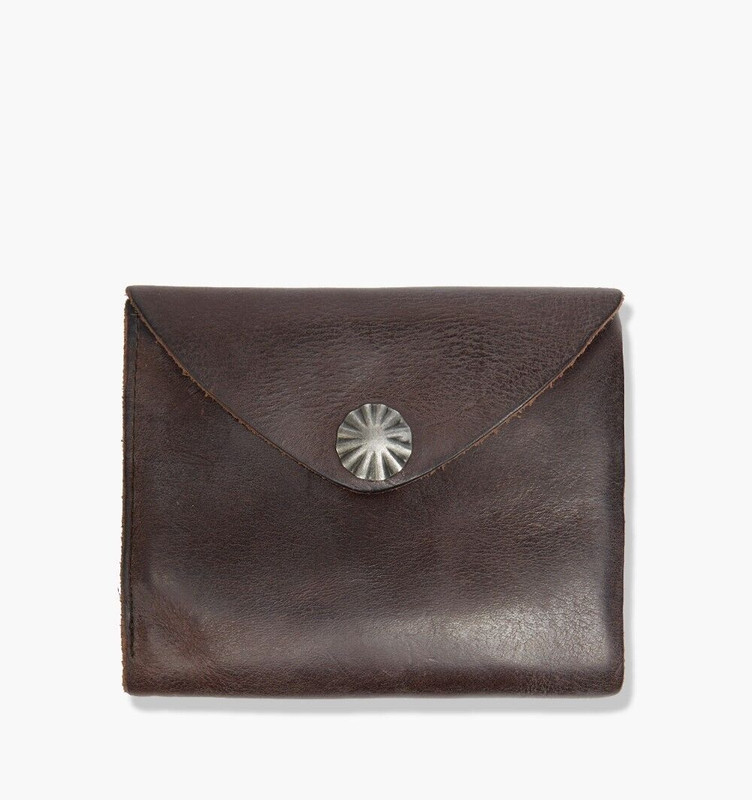 Rrl Ralph Lauren Cuir Vieilli Porte Carte Portefeuille Marron FoncÃ© MÃ©Tal Concho