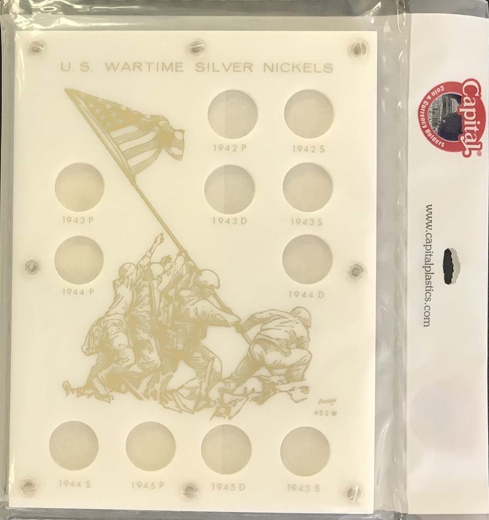Capital Holder For Wartime Jefferson Silver Nickels 1942-1945 Black Plastic Case