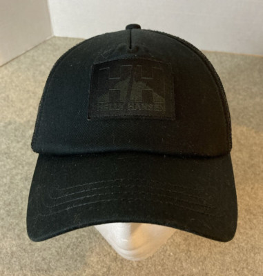 Helly Hanson Black Trucker Cap Hat Mesh Back Snapback Patch Logo Norway Outdoors