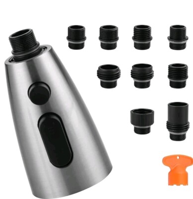 Kitchen Faucet Head Replacement Brushed Nickel, 3 Function Pull Out Spray Nozzle