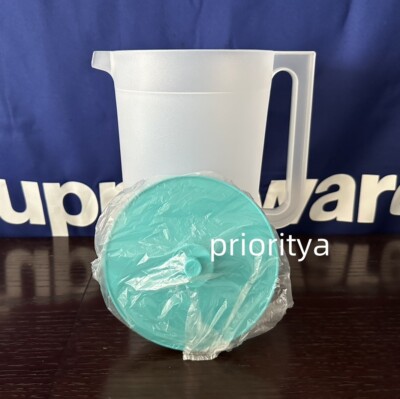 Tupperware Impressions One Gallon Jumbo Clear Pitcher Flip Top Aqua Lid New