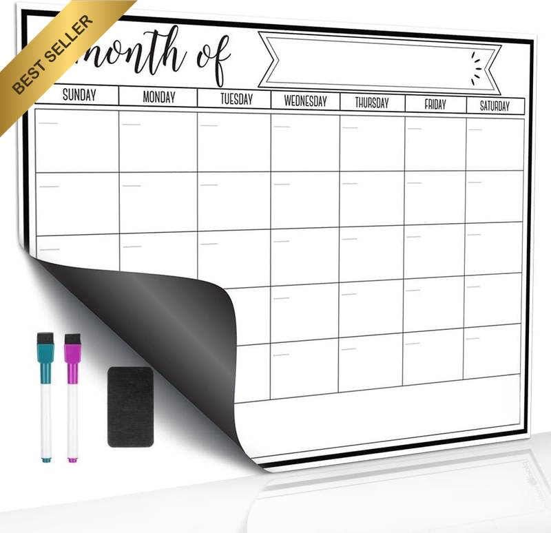Magnetic Dry Erase Refrigerator Calendar, Large Calendar Whiteboard Monthly Plan