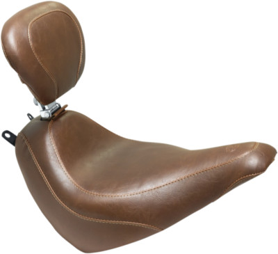 Mustang Wide Tripper Solo Seat Brown Smooth Front - Includes Backrest 83001