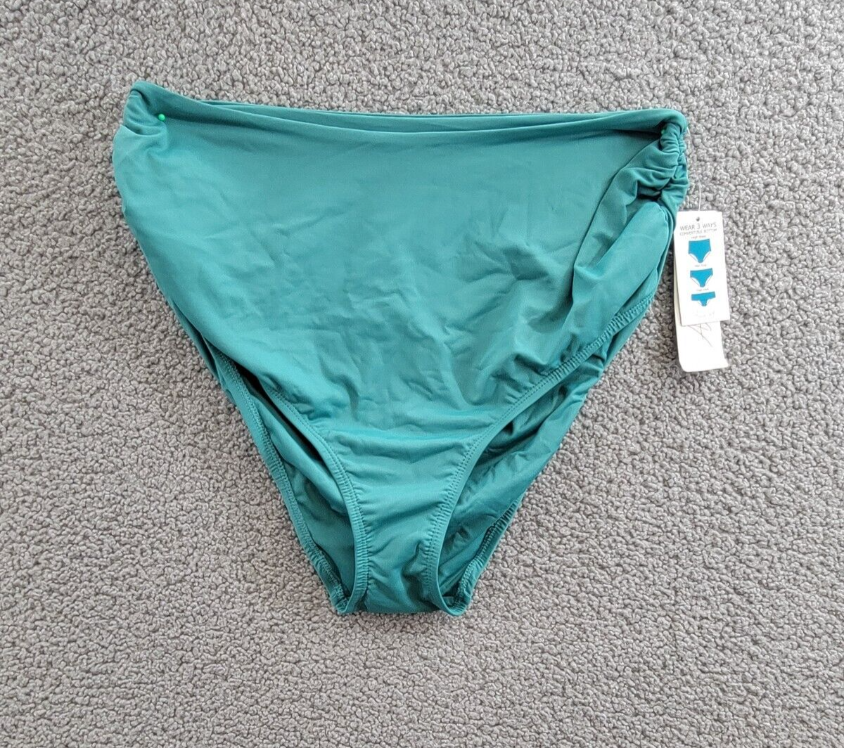 Anne Cole Plus Size Live In Color High-Waist Swim Bottoms Womens 16W Ocean Green - Picture 2 of 17