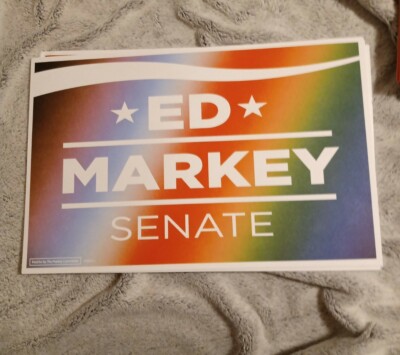 Ed Markey Senator 2020 Official LGBQT Campaign Placard MA Senator 