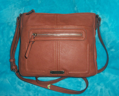 New ROSETTI Courte Saddle Brown Faux Leather Crossbody Bag -W/ MULTI POCKETS