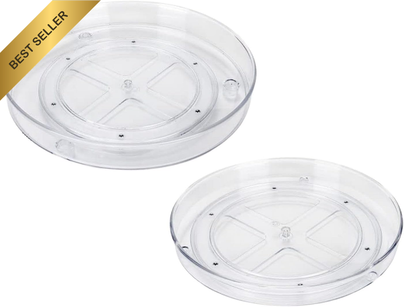 2 Pcs Rotating Storage Rack, Transparent Acrylic 360° Rotating Tray, Non-Slip Ca