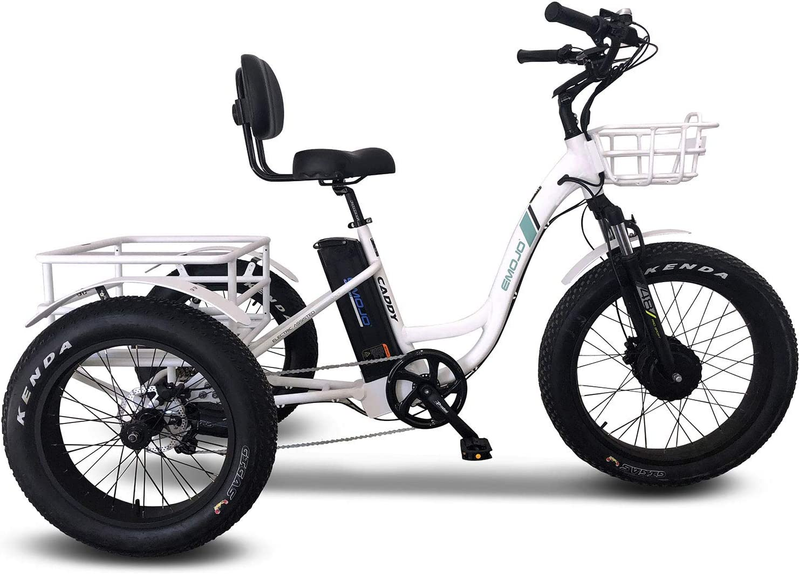 Emojo Electric Tricycle/Fat Tire Caddy Pro Trike, 500W 48V Hybrid Bicycle with H