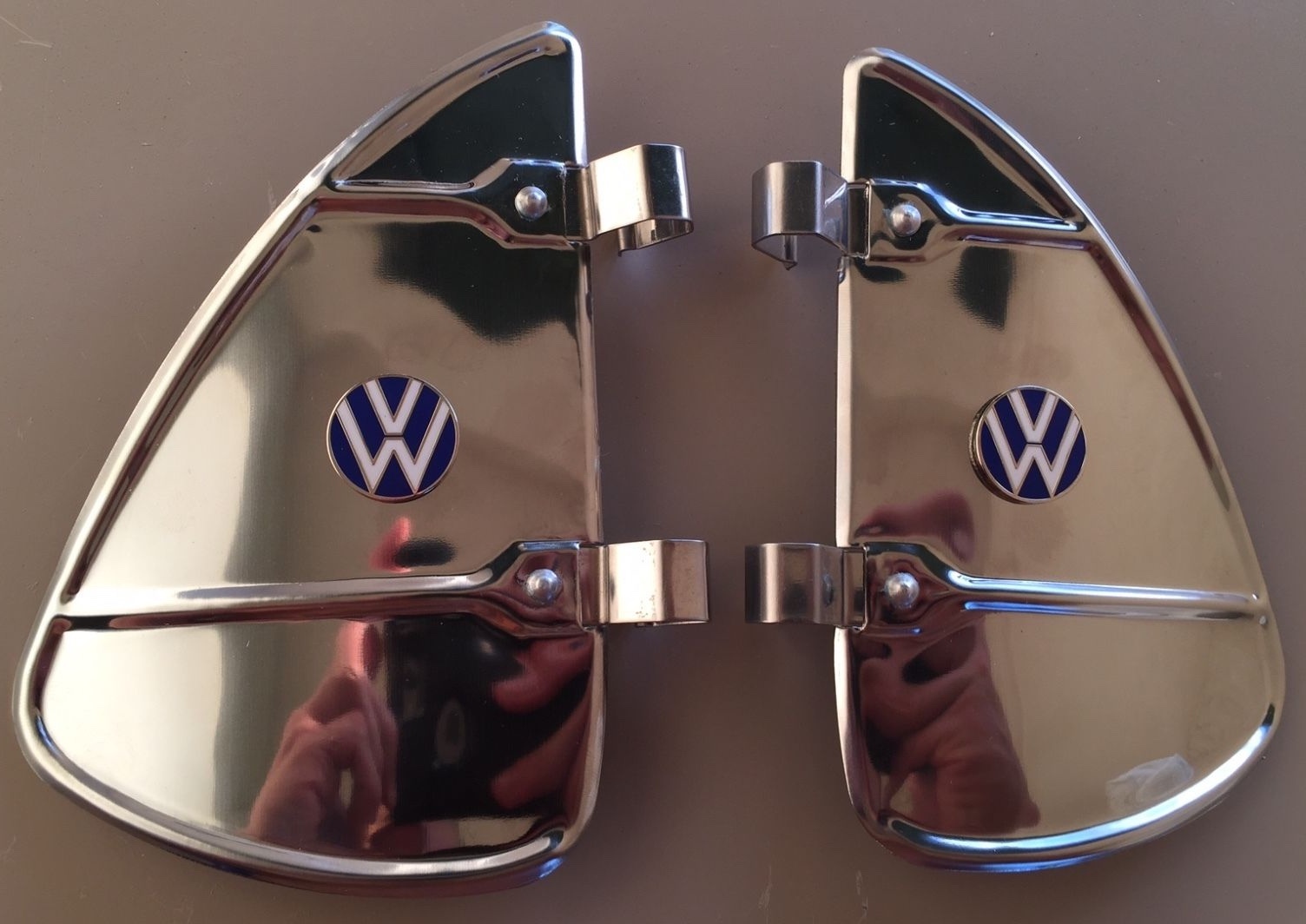 Pair Of Volkswagen Vw Vintage Automobiles Window Mounting Parts for sale