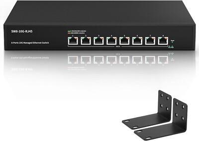 8 Port 10Gb RJ45 Web Managed Ethernet Network Switch w/8x10 Gigabit Base-T Port