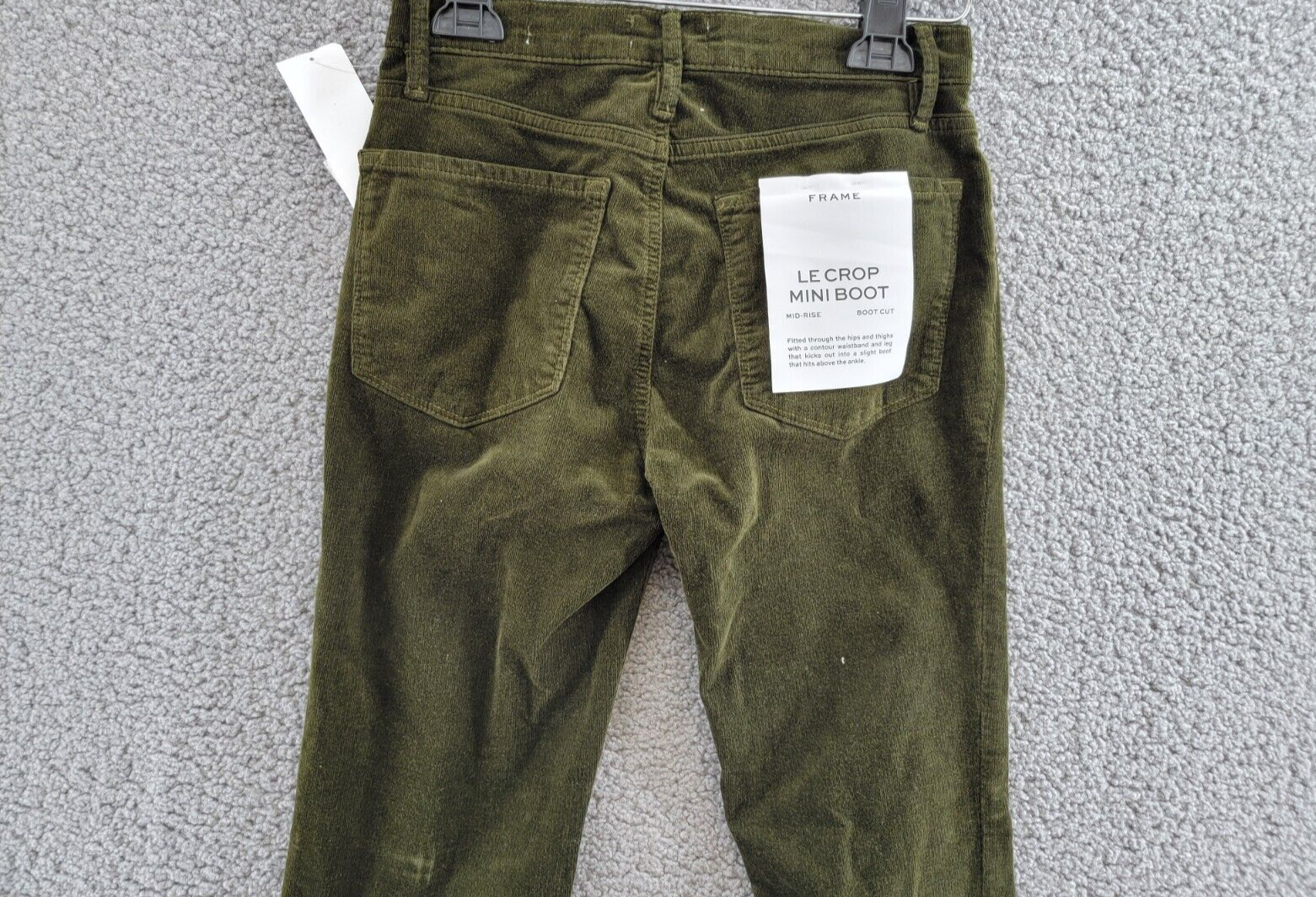 FRAME Le Crop Mini Bootcut Jeans Women's 26 Surplus Corduroy Button Zip Closure - Picture 12 of 17