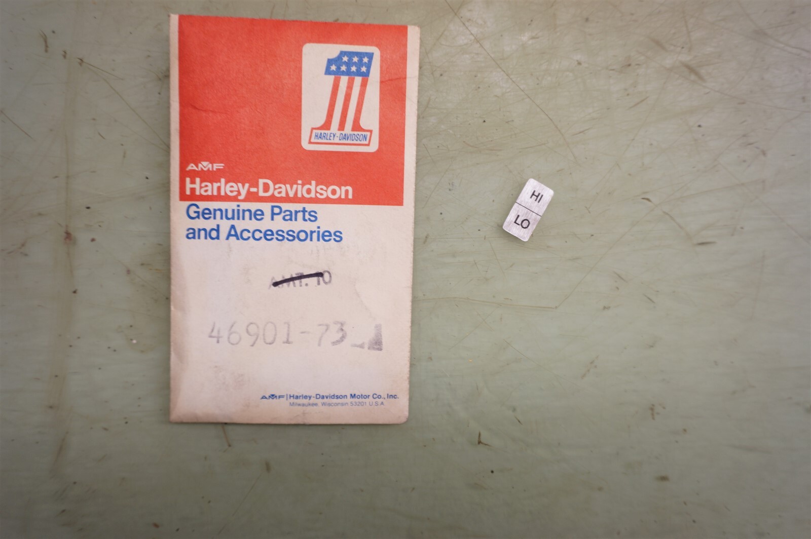 Harley 46901-73 NEW Switch Label “HI/LO” OEM Shovelhead 73
