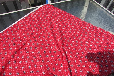 Fabric Cow Jumping Over Moon White On Red 2 yards Cotton Gorgeous Vintage