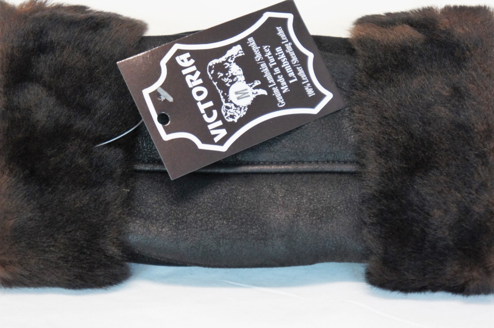 REAL GENUINE SHEEPSKIN SHEARLING LEATHER MITTENS UNISEX BLACK / DARK BROWN S-2XL