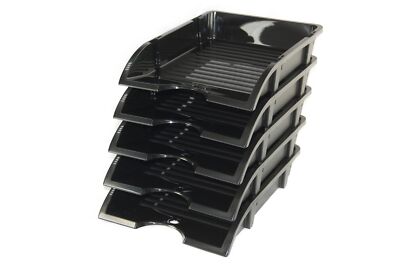 5 Stück Büroablage schwarz, Briefablage, Ablagebox für A4 Blätter