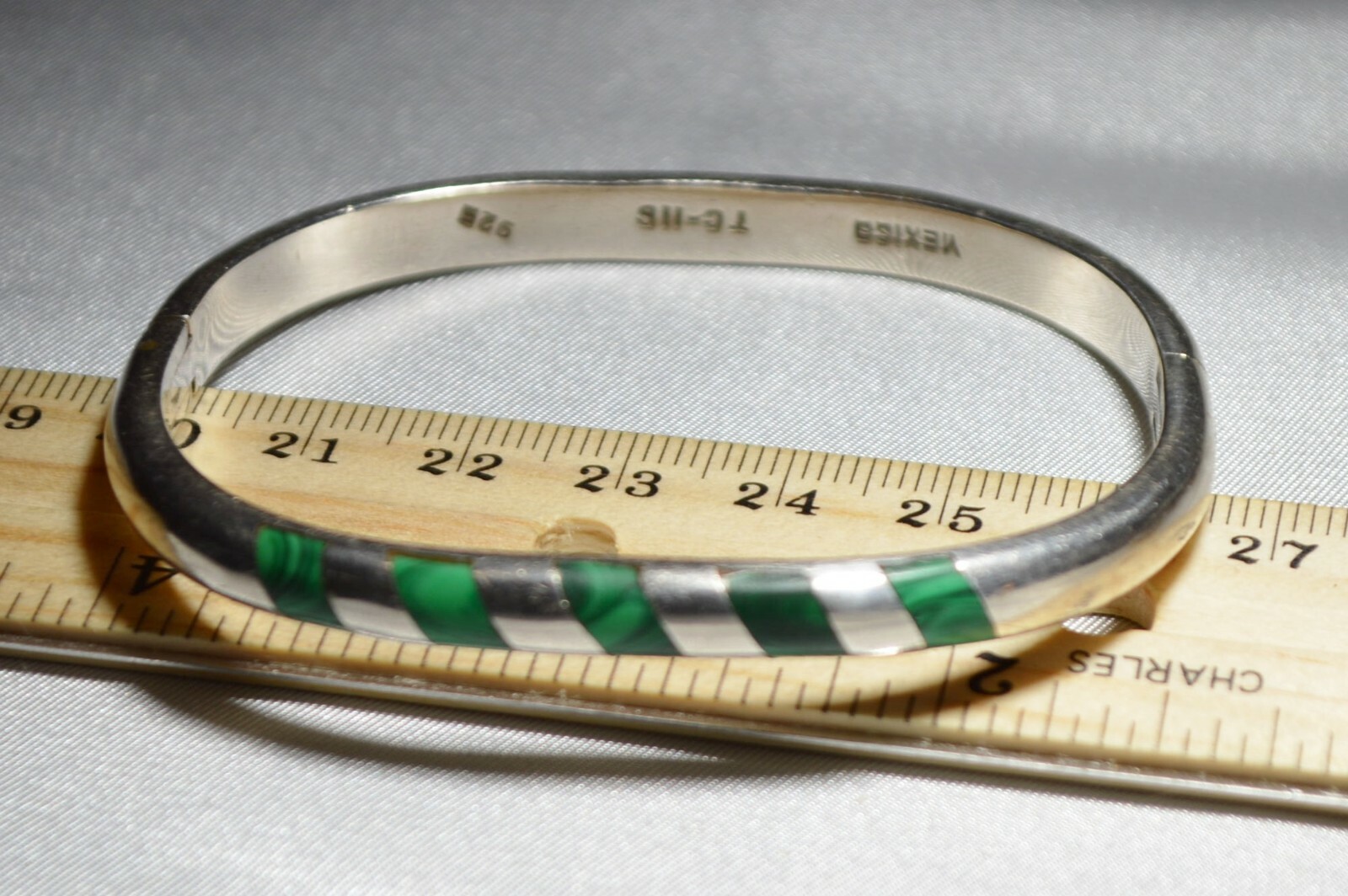Signed MEXICO 925 TC-116 Silver Vintage Malachite SOLID