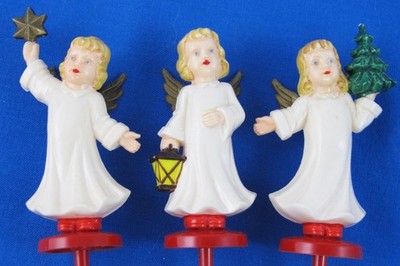 Lot 3 Vintage Hard Plastic ANGELS Christmas Figurine Toothpicks GERMANY