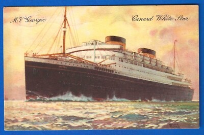 1935 Britain's M.V. Cunard White Star ''Georgic'' postcard posted at Halifax, Can.