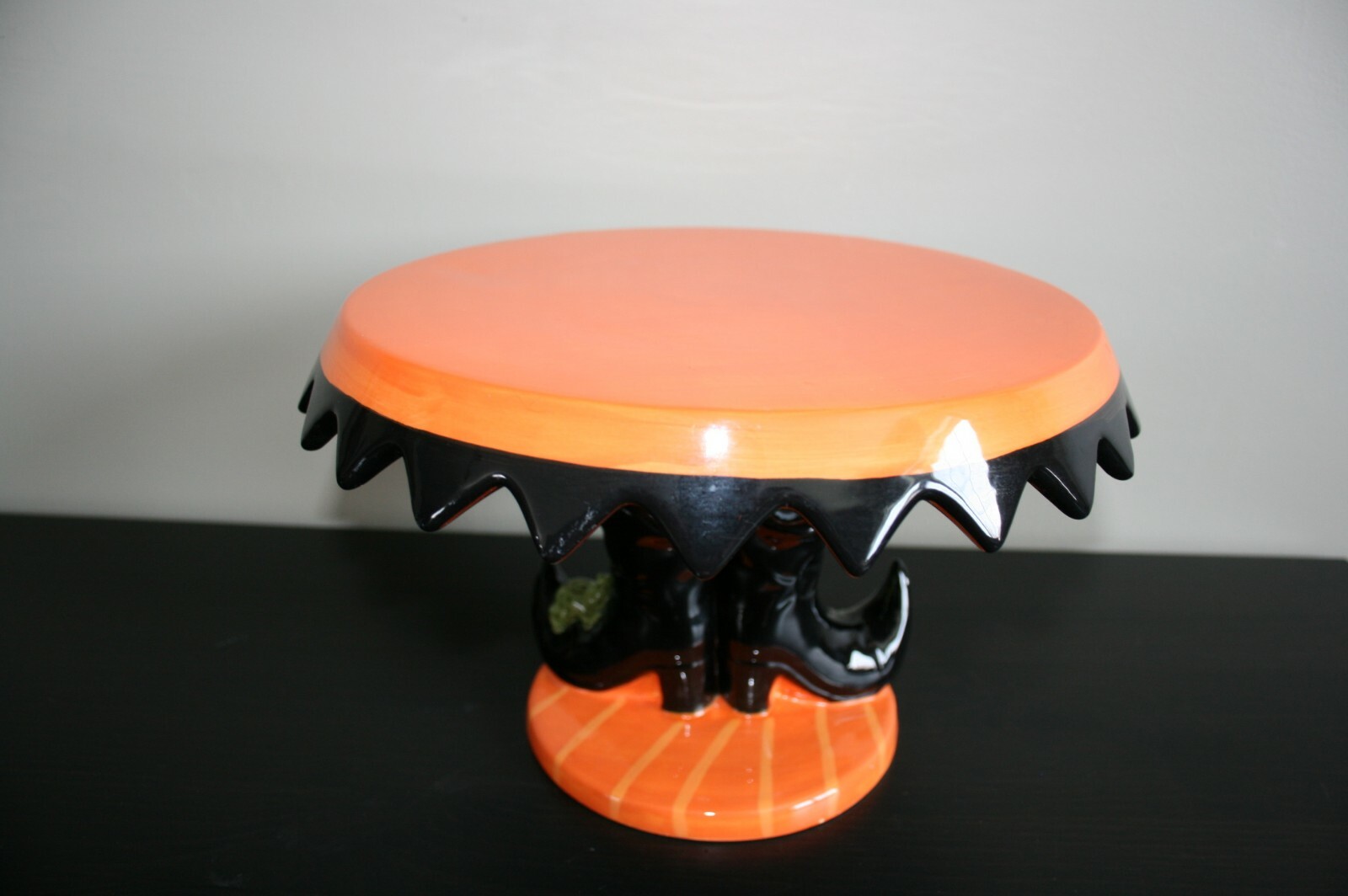 Magenta Witch Boots Pedestal Cake Dessert Stand ORANGE & BLACK Halloween