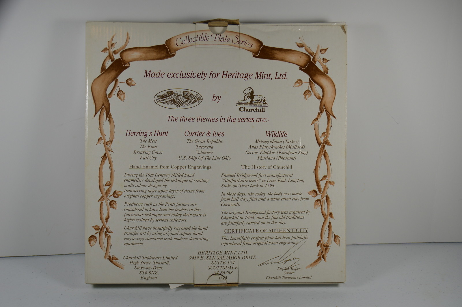 Vintage Churchill Heritage Mint  Meleagridiana(Turkey) Dinner Plate New in Box