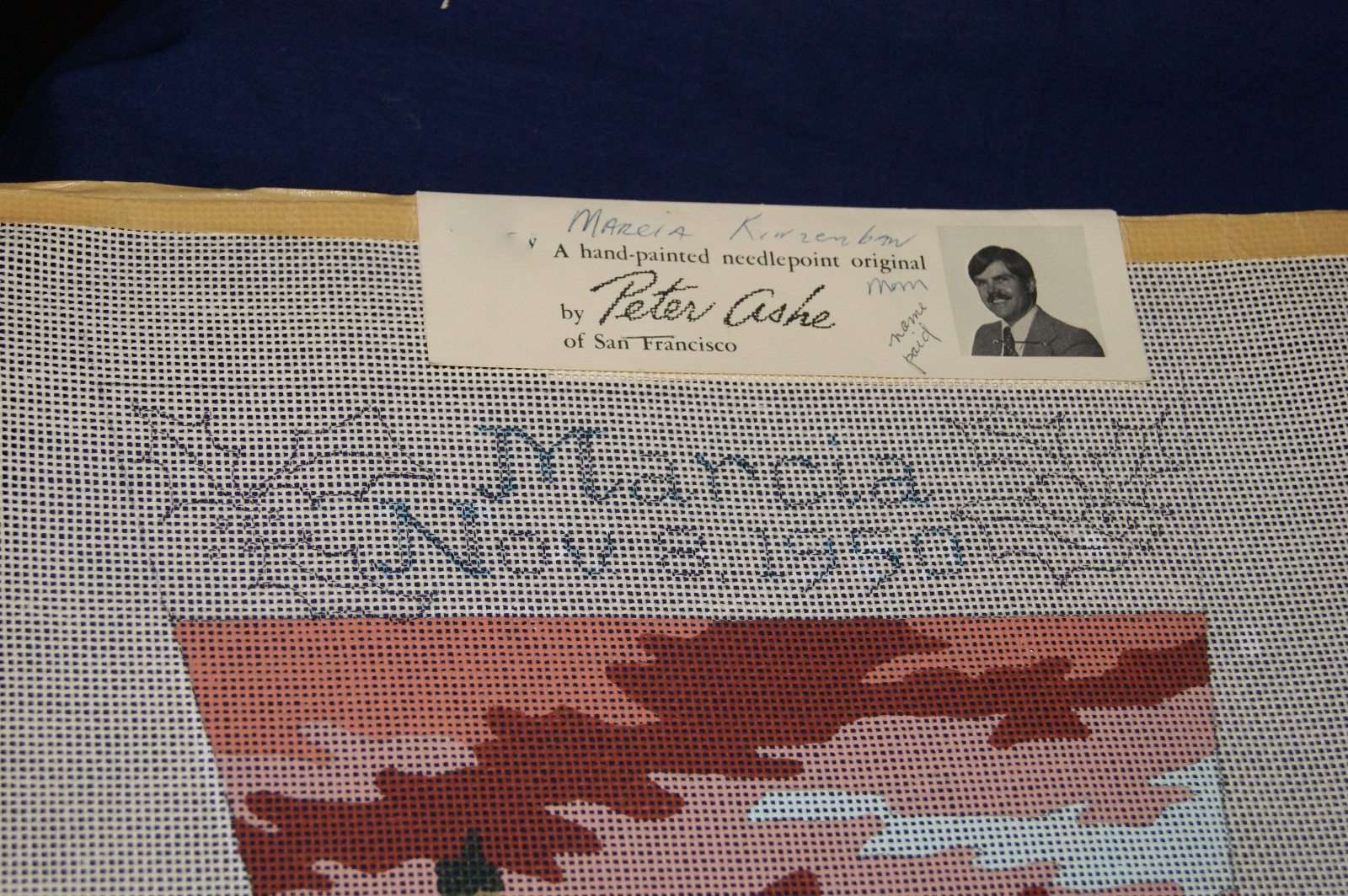 Handpainted Needlework Canvas by Pete Ashe - 1977 Christmas Stocking  18