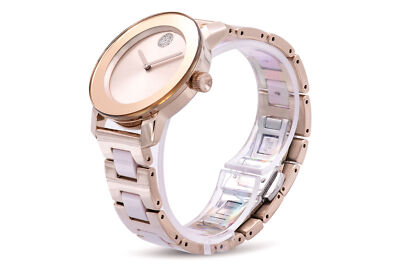 Pre-owned Movado Bold Iconic Pale Rose Gold-tone Ladies Watch 3600639