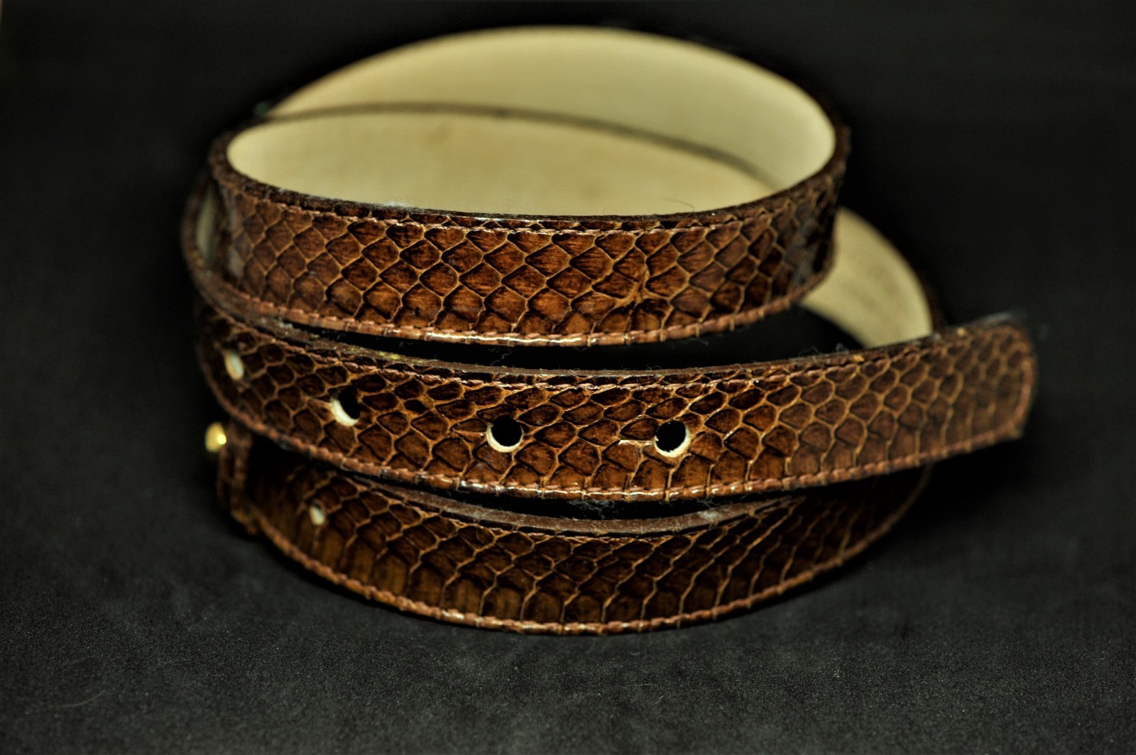 Art Deco Style Gazelle Enamel on Brass Buckle with 3 snakeskin belts SUPER RARE