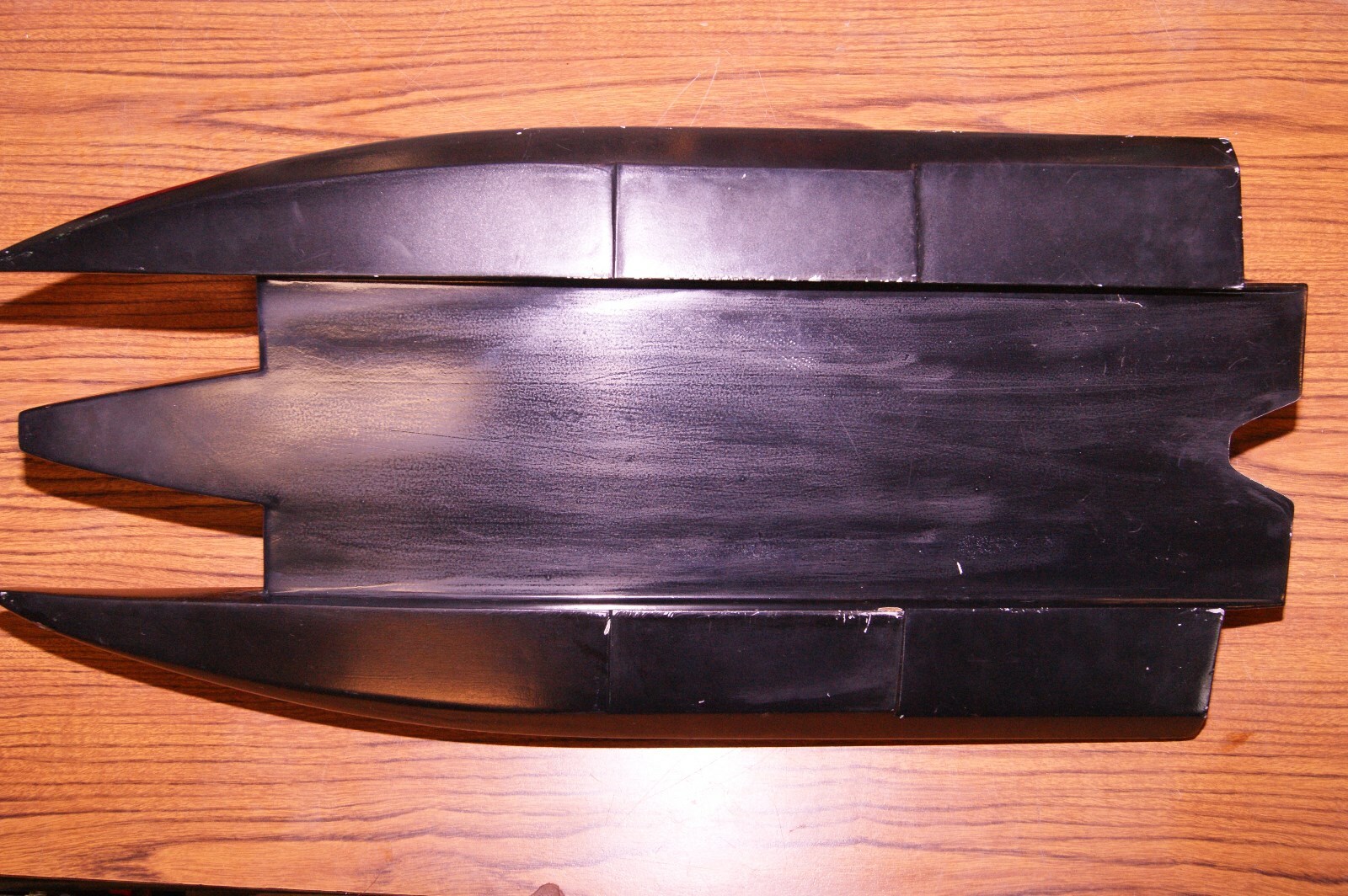 Prather? Dumas?  Mystery brand .21  3.5CC RC Wood Outboard boat hull