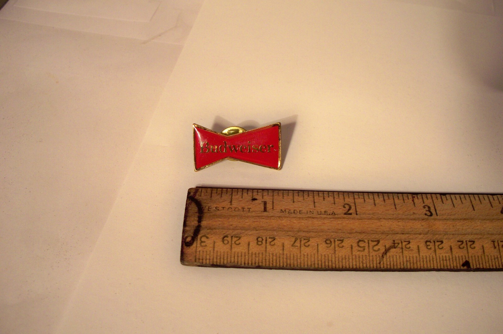 Vintage Budweiser Beer Lapel Pin Bow Tie Design