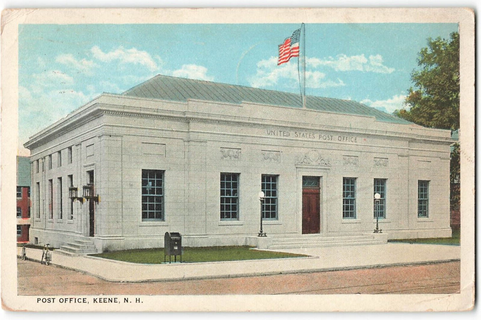 Postcard 1923 Post Office, Keene, N.H. VTG VPC01.