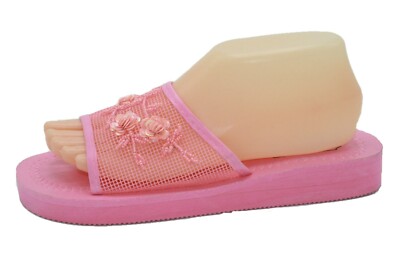Mesh Sequin Mid-Platform Chinese Open Toe Comfort Slippers Sizes 5
