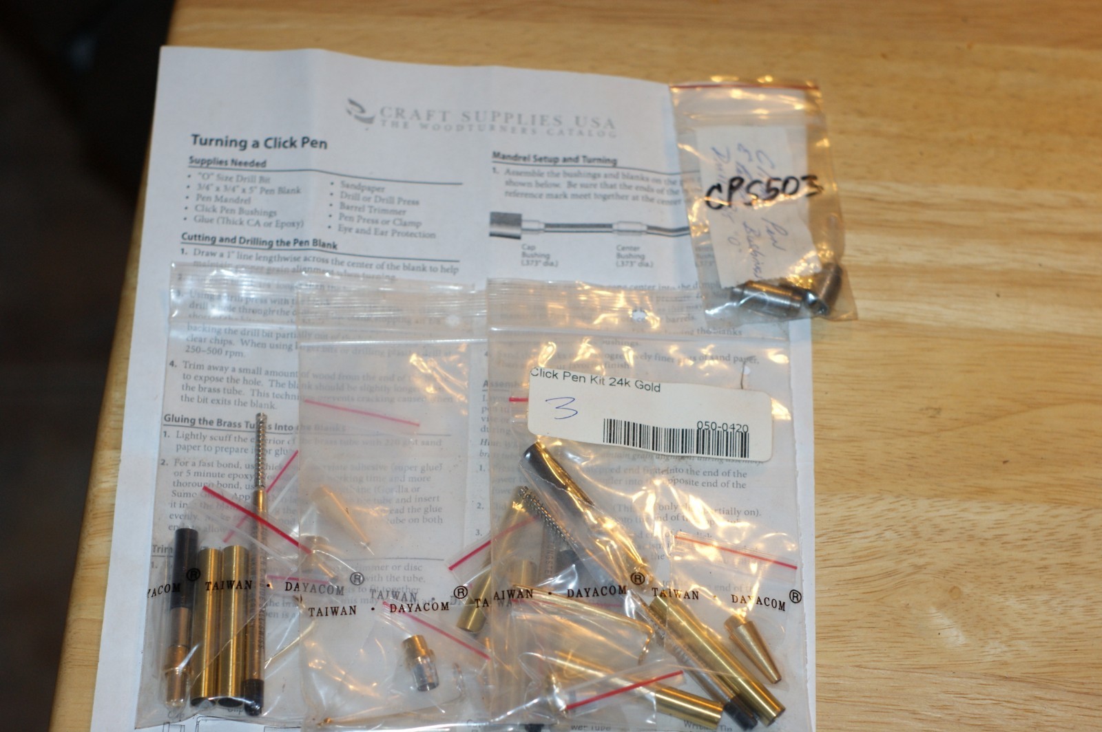 3 - 24 Kt Gold Plated Click Pen kits