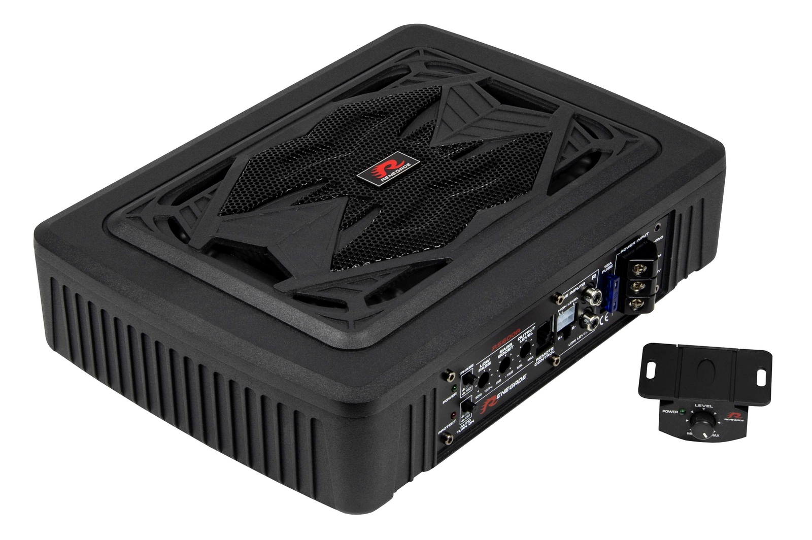 Renegade RS-600A Auto Aktiv Untersitz Subwoofer mit Verstärker 250 Watt 